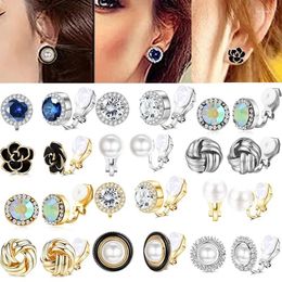 Backs Earrings 1Pair Pearl Ear Clip Earring For Women Non Piercing Clips On Stud Jewellery Fake Crystal Cuffs Fashion Gifts