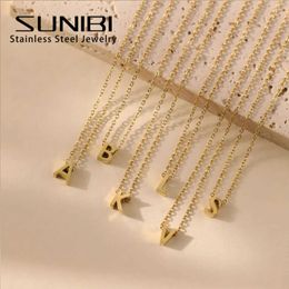 Pendant Necklaces Womens Stainless Steel Necklace 26 English Letter Name Original Letter Pendant Chain Necklace Gold Jewelry Wholesale J240513