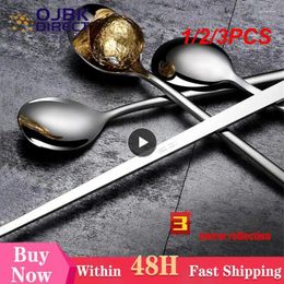 Spoons 1/2/3PCS Stainless Steel Long Handled Mixing Spoon Coffee Ice Cream Dessert Tea Cutlery For Kitchen Bar