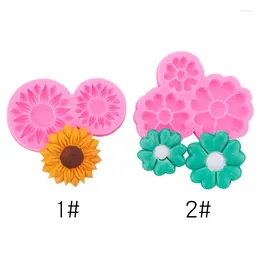 Baking Moulds Sunflower Clover Chocolate Cake Decoration Silicone Mould Candle Gypsum Accessories A355