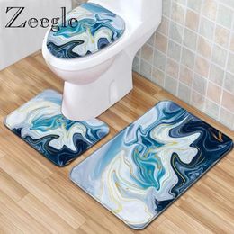 Bath Mats Abstract Pattern Toilet Mat Bathroom Carpet Rug And Absorbent Seat Cover Anti-slip Floor Home Decor
