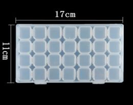 28 Slots Adjustable Plastic Storage Box Transparent Storage Box for jewelry Diamond Bead Earring Clear Organizer231e3986839