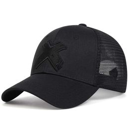 Ball Caps Summer Mens Mesh Baseball Hat Outdoor Sports X-Letter Button Hat Unisex Breathable Hat Hip Hop Truck Hat