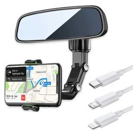 Car Holder Rearview Mirror Phone Holder for Car 360 Rotating Phone Mount GPS Holder Universal Car Phone Holder for All Smartphones T240509
