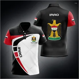 Men's Polos Custom Name Iraq Emblem Graphic Polo Shirt Summer Unisex Casual Streetwear Fashion Loose Fast Dry Plus Size Sportswear