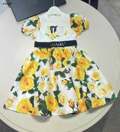 Top baby skirt Splicing design Princess dress Size 110-160 CM kids designer clothes summer Round neck girls partydress 24April