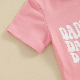 Clothing Sets Ginevsal Baby Girl Summer Outfit Letter Crewneck Short Sleeve Tshirts Top Plaid Shorts Set Daddys Clothes 2Pcs