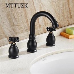 Bathroom Sink Faucets Oil Rubbed Bronze Faucet For And Cold Mixer Tap Double Handle 3 Hole Basin