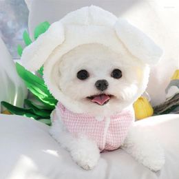 Dog Apparel Pink Pet Cotton Coat Teddy Cute Button Up Thickened Jacket Warm Winter Clothes Two Legged Soft