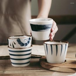 Cups Saucers 200ml Japanese Style Hand Drawn Tea Cup Ceramic Water Cuisine Drinkware Restaurant Tableware Wholesale Coffee