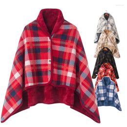 Blankets Women Fleece Shawl Jacket Blanket Cloak Coat Female Sofa Thickened Nap Warm Autumn Winter