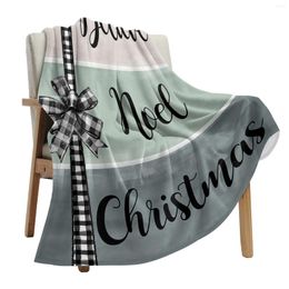 Blankets Christmas Plaid Bow Oil Painting Texture Throw Blanket Soft Plush Warm Sofa Holiday Gifts