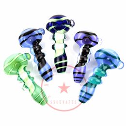 Newest Colorful Swirling Art Smoking Glass Pipes Portable Handmade Dry Herb Tobacco Filter Spoon Bowl Innovative Pocket Cigarette Holder DHL