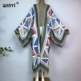 Women Casual African Fashion Kaftan Bohemia Print Long Sleeve Beach Boho Cardigan Cover-up Summer Kimono Dress