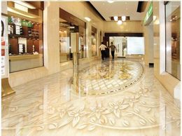 Wallpapers Marbles Golden Rose Self-adhesive 3D Floor PVC Waterproof Home Decoration