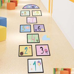 Wall Stickers Cartoon Aron Numbers Hopscotch Children Game Floor Colorf S Fun Bedroom Living Room Diy Decal Drop Delivery Home Garden Dhvtp