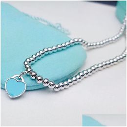 Pendant Necklaces High End Bracelet Necklace Set Heart Shaped Bead Chain Fashion Designer Women Jewellery Original Gift 316L Stainless D Dh0Dl