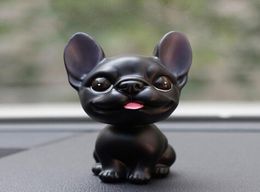 Car Dashboard Toys Decor Nodding Dog Car Ornament French Bulldog Shaking Head Cute Wobble Bobble Head Puppy Dolls Auto Accessory2580371