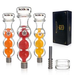 Phoenix Star Nectar Collector Kit - glass bubbler, Titanium Nail, wax dish Portable Dabbing Set for Concentrates With Freezable coil 6.3 Inches