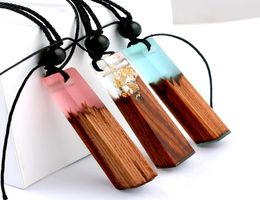 Fashion Solid Wood Natural Stone Pendant Necklaces Rope Chain Bullet Hexagonal Prism Black Lava Diffuser Necklace Jewelry Accessor3999743