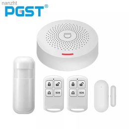 Alarm systems PGST PW150 TUYA WIFI Home Alarm System Wireless Security Burglar Intelligent Home Application Control with PIR Motion Sensor WX