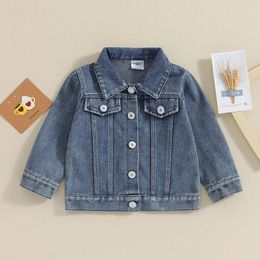 Jackets 1-5years Infant Boy Denim Long Sleeve Back Letter Embroidery Jean Coats For Boys Toddler Spring Autumn Outerwear