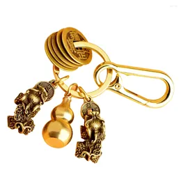 Gift Wrap Keychain Charm Retro Brass Pendant Hanging Vintage Craft Decor Backpack Bag Ornament