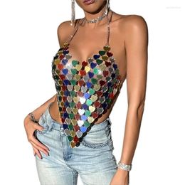 Women's Tanks Colourful Sequins Body Chain Jewellery Camisole Crop Top
