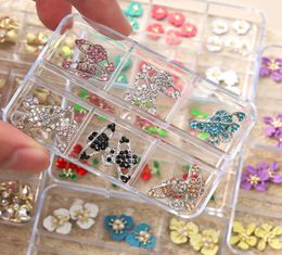 6 Grid Metal Alloy Nail Art Accessories Special Design Rhinestones Diamond Jewellery Gold Metal 3D Crystal AB Decorations For DIY Na6417583