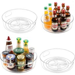 Storage Bottles 4 Pack Lazy Susan Organizer For Cabinet Upgraded 11.5" Clear Turntable With Handles And Raised Edge Bathroom Table