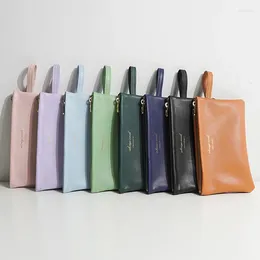 Storage Bags Soft PU Leather Fabric Portable Mini Women's Cosmetic Bag Mobile Phone Lipstick Coin Cable Wire With Handle