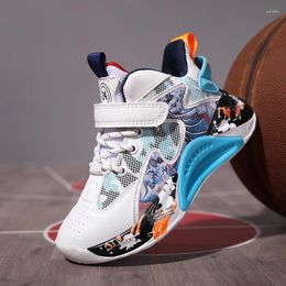 Basketball Shoes Kid's Sneakers Mid-top Children Casual Training Leather Sports For Boys Girls Students Gym