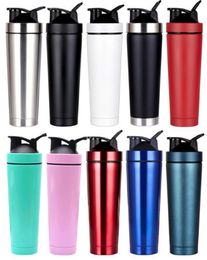 Shake cup 750ml vacuum insulated mug 304 stainless steel sports thermos protein milk coffee cup shaker bottle with lid3462280