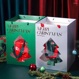 Gift Wrap 6pcs Christmas Tree Style Transparent Showcase Handbag Candy Packaging Bags Thickened Holiday Bag