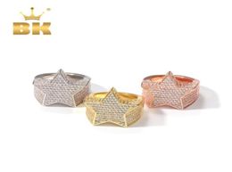 THE BLING KING Fashion Star Rings Gold Silver Colour Full Iced Cubic Zirconia Hiphop Ring Jewellery For Men And Women Drop 2011108438107