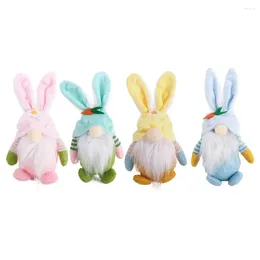 Decorative Figurines Cute Easter Long Ears Dolls No Face Doll Pink Yellow Green Blue Decoration Ornaments Home Decor Gift For Children