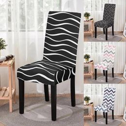 Chair Covers Striped Cover For Kitchen Stools Dining Wave Printing Spandex Office Protector Home Decor