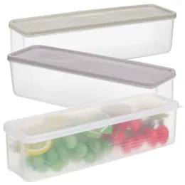 Storage Bottles 3 Pcs Plastic Containers Food For Fridge Clear Fruit Vegetable Sealed Box Refrigerator Organiser Bins Pp