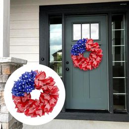 Decorative Flowers Independence Day Wreath Attractive Reusable Plastic Front Door 4th Of July Memorial Welcome Festival Supplies