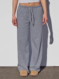 Women's Pants Women Wide-Leg Stripe Zebra Pattern Leopard Print Drawstring Elastic Waist Trousers Spring Summer Casual Sweatpants
