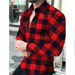 Men's Dress Shirts Mens Shirt Top Plaid Stripe Colour Red Yellow 2023 New Best Selling Fashion Casual Simple Spring Summer 6XL Y240514