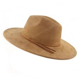 Wide Brim Hats Wide Brim Hats Classical Suede 9.5Cm Fedora Hat For Women Men Church Jazz Decorate Formal Dress Ca Drop Delivery Fashio Dhegr