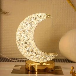 Table Lamps Moon Shape Touch Lamp 3-Color Desk Cute Atmosphere LED Nightstand For Bedroom Nursery Living Room Office