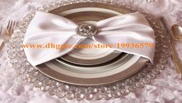 Whole 33cm Round Gold Silver Glass Crytal Beaded Charger Plate Wedding Table Decoration9538812