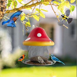 Other Bird Supplies Mushroom Solar Feeder For Outdoor Hanging Premium Metal Is A Gift Lovers. Garden