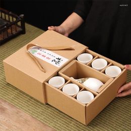 Teaware Sets Ceramic Tea Set One Pot Six Cups Chinese Liquor Glass Retro Wine Dispenser Gift Box Business