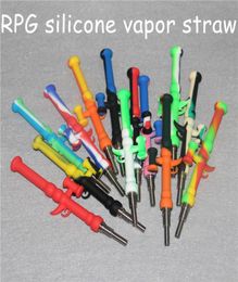 Silicone Concentrate Smoke Pipe with GR2 Titanium Tip Dab Straw Oil Rigs Silicon Smoking Pipes Bong DHL2370889