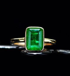 FFGems 18K Gold Color Emerald Rings for Women Vintage Silver Color Ring Mens Jewelry Brand Anniversary Party Gift whole9525219