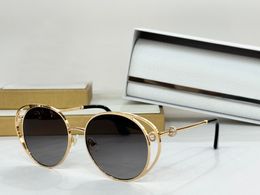 Crystal Stones Round Sunglasses Gold Metal Grey Shaded Women Designer Sunglasses Summer Shades Sunnies Lunettes de Soleil UV400 Eyewear