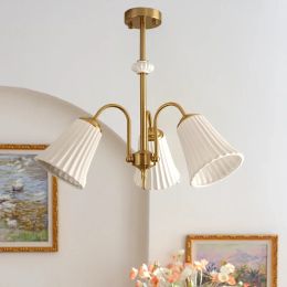 Nordic Simple White Ceramic Lampshade LED Chandelier Is Used in Living Room Bedroom Restaurant Kitchen Lighting Fixtures